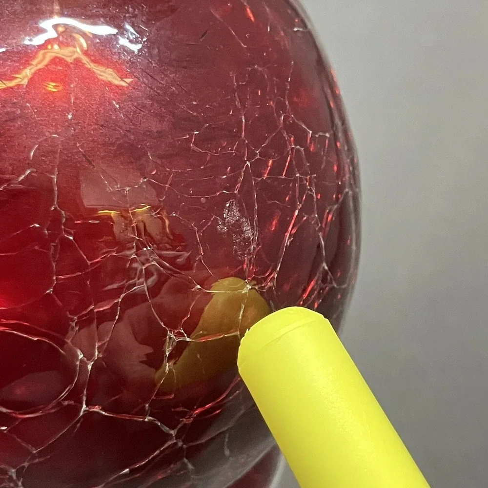 Vintage Red Crackle Ball Christmas Ornament /3